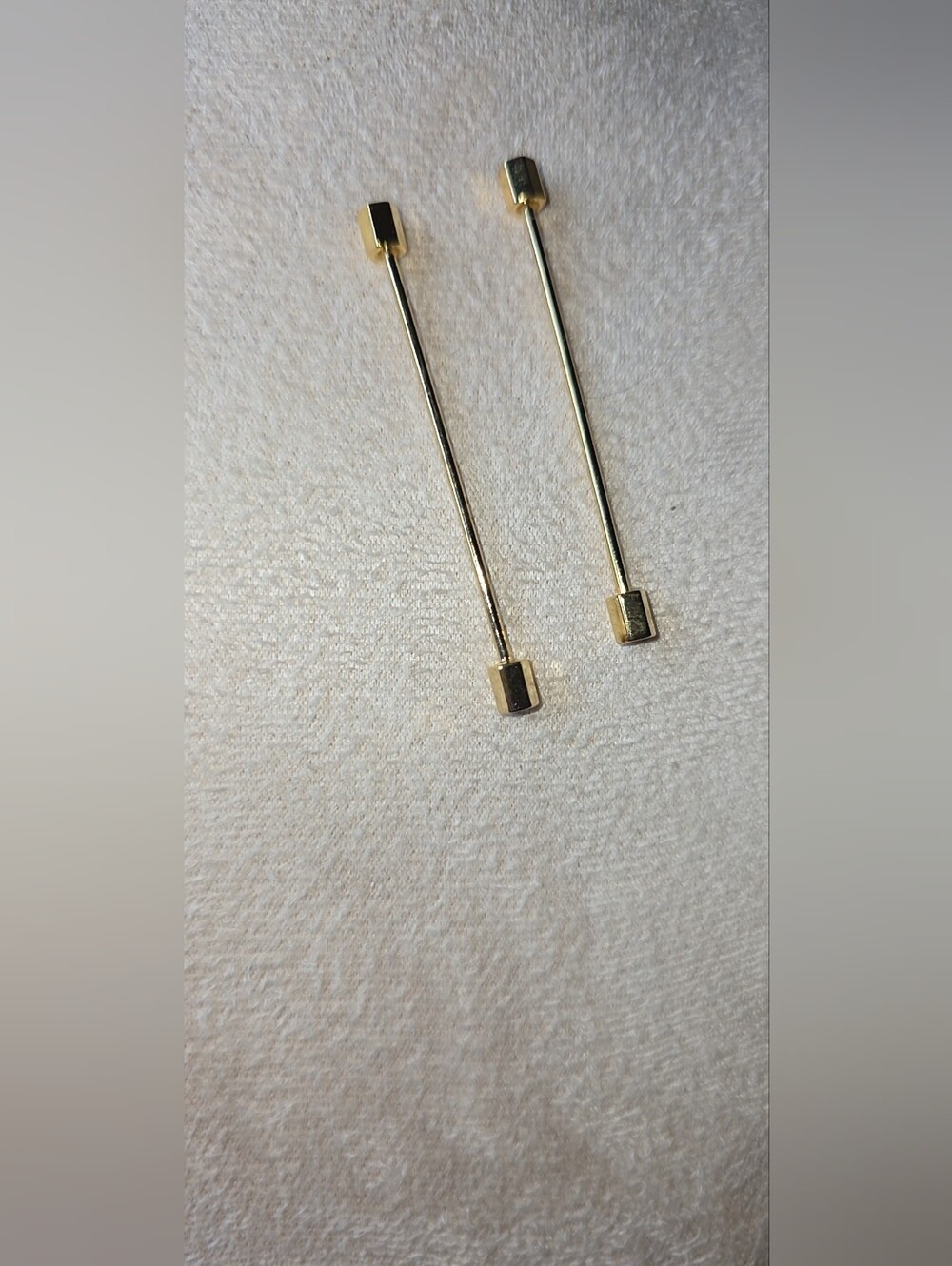 Vintage Gold Barbell Collar Bars Set of 2 Cube End Screw Pin Shirt Accessory
